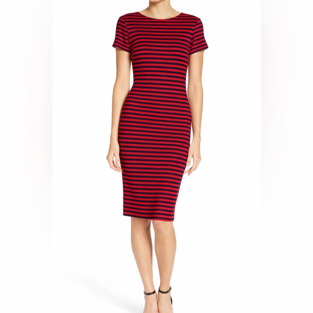Felicity & Coco Red and blue Striped Midi Dress size XS